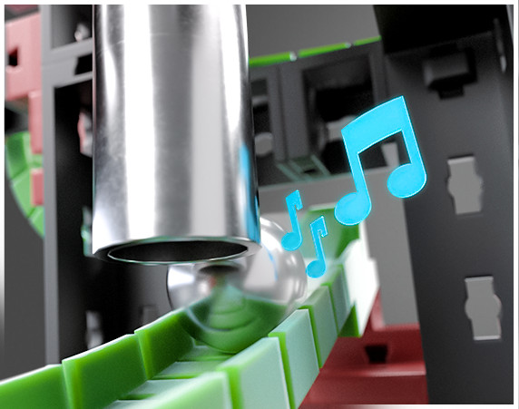 Kit STEM de construcție, cursă cu bilă metalică Dynamic S, 140 de piese, Fischertechnik