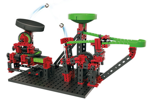 Kit STEM de construcție, cursă cu bilă metalică Dynamic XM, 280 de piese, Fischertechnik