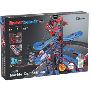 Kit STEM de construcție, cursă cu bile metalice, 3 modele și 697 de piese, Fischertechnik