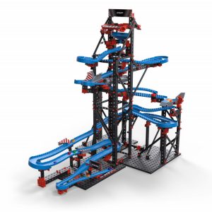 Kit STEM de construcție, cursă cu bile metalice, 3 modele și 697 de piese, Fischertechnik