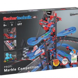Kit STEM de construcție, cursă cu bile metalice, 3 modele și 697 de piese, Fischertechnik
