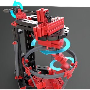 Kit STEM de construcție despre mecanică, cu 12 modele și 243 de piese, Fischertechnik