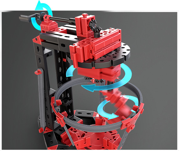 Kit STEM de construcție despre mecanică, cu 12 modele și 243 de piese, Fischertechnik