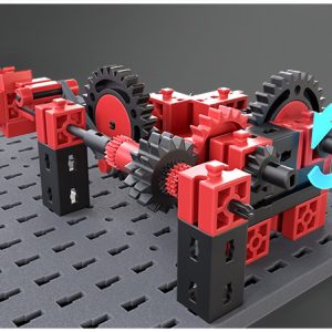 Kit STEM de construcție despre mecanică, cu 12 modele și 243 de piese, Fischertechnik