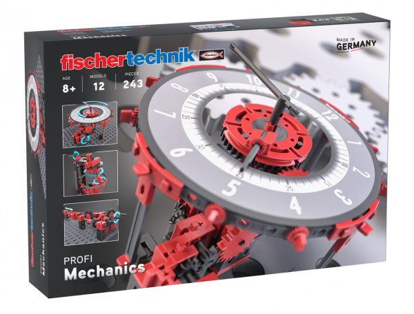 Kit STEM de construcție despre mecanică, cu 12 modele și 243 de piese, Fischertechnik
