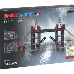 Kit STEM de construcție despre poduri și structuri, 11 modele, 364 piese, Fischertechnik