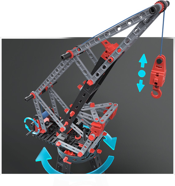 Kit STEM de construcție despre poduri și structuri, 11 modele, 364 piese, Fischertechnik