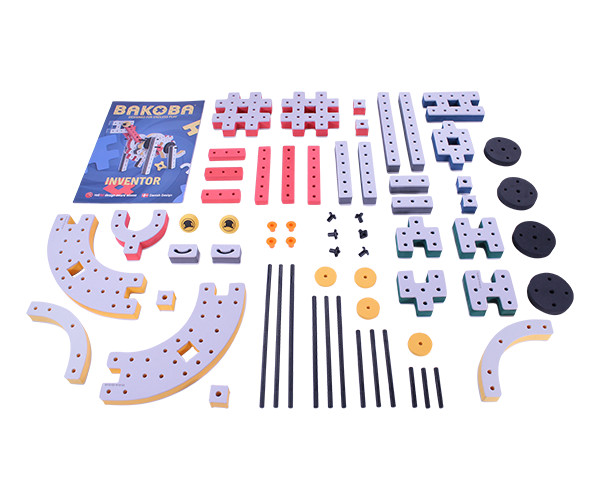 Kit STEM de construcție din spumă moale cu 65 de piese, Inventor, Bakoba