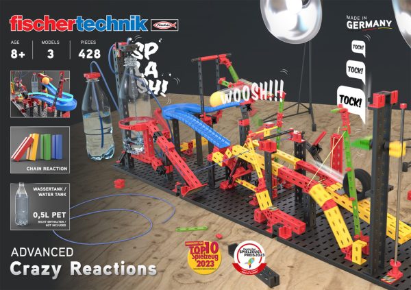 Kit STEM de construcție pentru reacții în lanț, 3 modele și 428 de piese, Fischertechnik