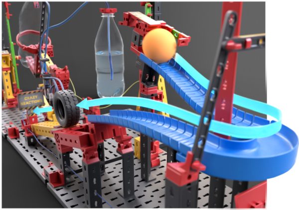 Kit STEM de construcție pentru reacții în lanț, 3 modele și 428 de piese, Fischertechnik
