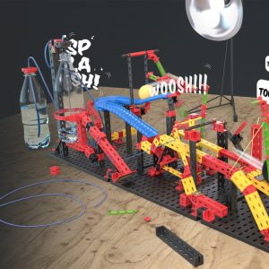 Kit STEM de construcție pentru reacții în lanț, 3 modele și 428 de piese, Fischertechnik