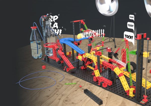 Kit STEM de construcție pentru reacții în lanț, 3 modele și 428 de piese, Fischertechnik