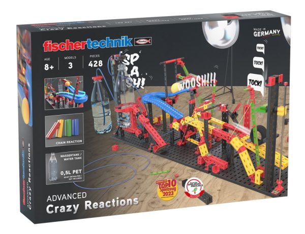 Kit STEM de construcție pentru reacții în lanț, 3 modele și 428 de piese, Fischertechnik Kit STEM de construcție pentru reacții în lanț, 3 modele și 428 de piese, Fischertechnik