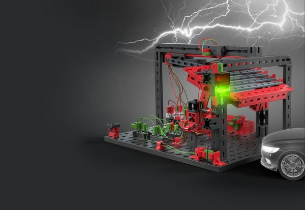 Kit STEM de electronică pentru copii, 16 modele, 340 de piese, Fischertechnik