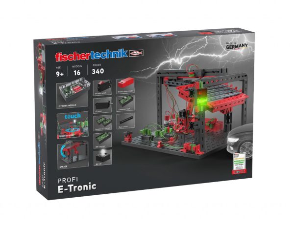 Kit STEM de electronică pentru copii, 16 modele, 340 de piese, Fischertechnik