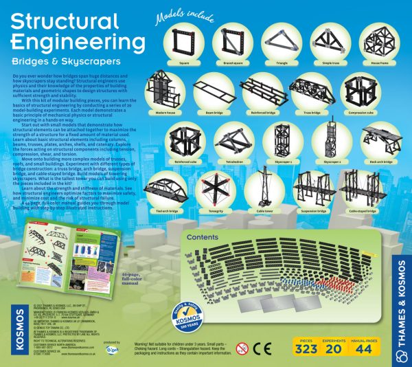 Kit STEM Inginerie structurală, 323 de piese, poduri și zgârie-nori, Thames & Kosmos
