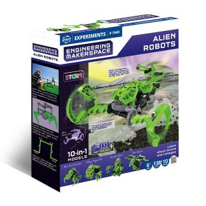 Kit STEM pentru construit 10 roboți extratereștri, cu motor, 138 de piese, Gigo Toys