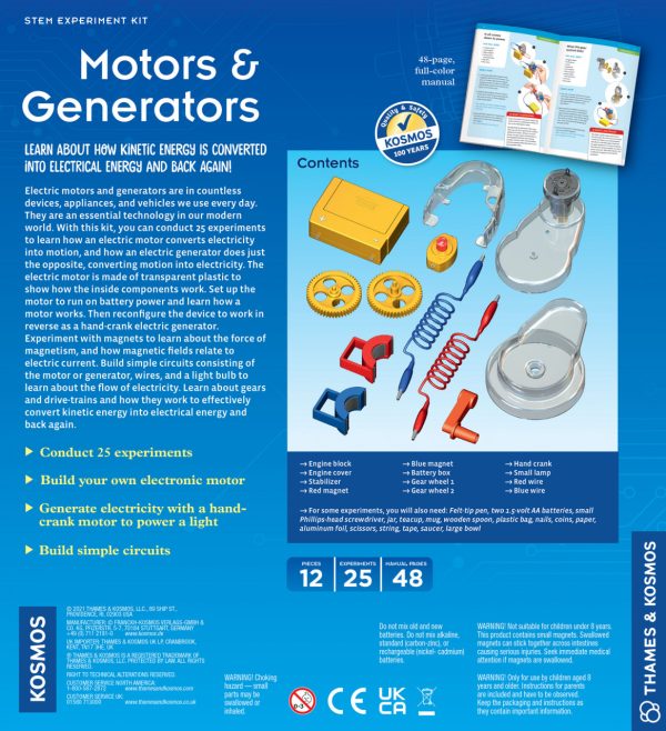 Kit STEM pentru construit motoare și generatoare, 25 de experimente, Thames & Kosmos