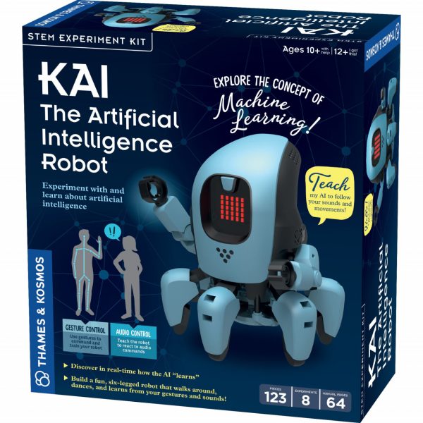 Kit STEM robot cu inteligență artificială, cu șase picioare, 123 de piese, Thames & Kosmos
