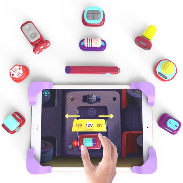 Laborator de circuite electronice pentru tabletă, joc STEM cu figurine, Playshifu