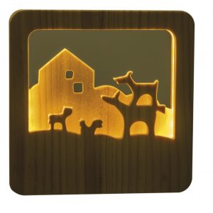 Lampă de veghe din lemn Muzicanții din Bremen, cu LED și cablu USB, Egmont Toys