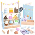 Magazin de înghețată de jucărie din lemn, cu stand și accesorii, UMU Toys