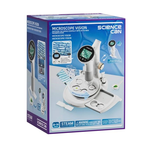 Microscop digital pentru copii, cu ecran integrat și mărire 400×, TopBright ScienceCan