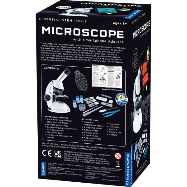 Microscop pentru copii cu mărire până la 600x și adaptor pentru telefon, Thames & Kosmos