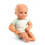 Păpușă bebeluș Baby Green, cu body verde și ochi care se închid, Djeco