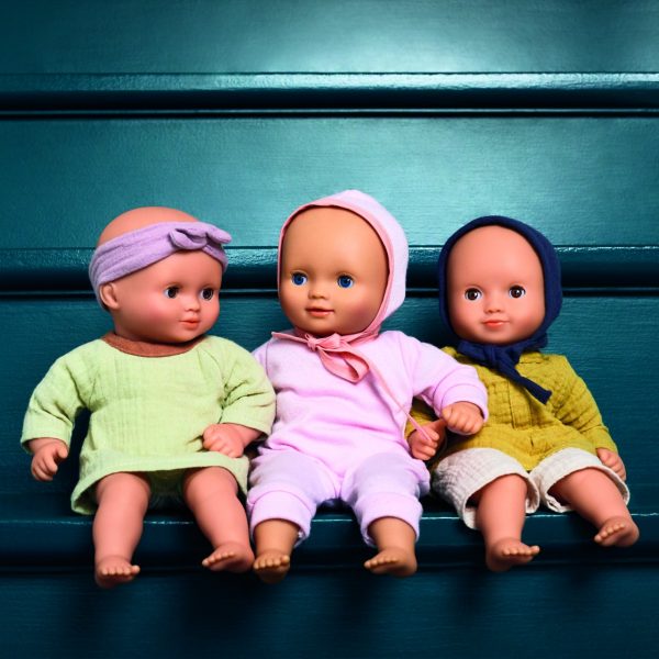 Păpușă bebeluș Baby Green, cu body verde și ochi care se închid, Djeco