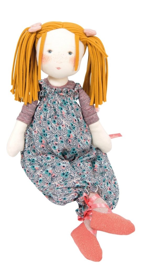 Păpușă de cârpă Violetta din bumbac, cu păr din jersey, Moulin Roty Păpușă de cârpă Violetta din bumbac, cu păr din jersey, Moulin Roty