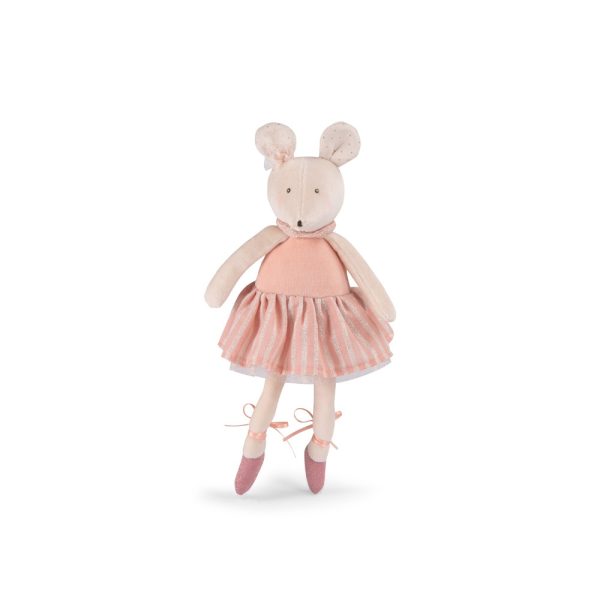 Păpușă șoricel Anna din catifea, în cutie cadou rotundă, Moulin Roty