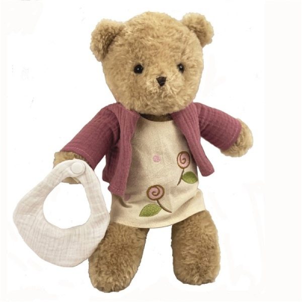Păpușă ursuleț Morrisette cu valiză, bavețică și biberon, lavabilă, Egmont Toys