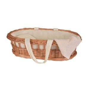 Pătuț împletit din nuiele pentru păpuși, cu pernă și păturică, Egmont Toys