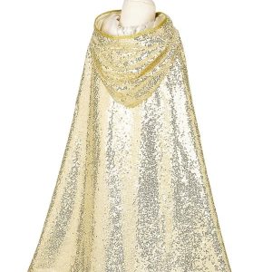 Pelerină din paiete aurii cu glugă și tulle decorativ, Souza!