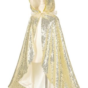 Pelerină din paiete aurii cu glugă și tulle decorativ, Souza!