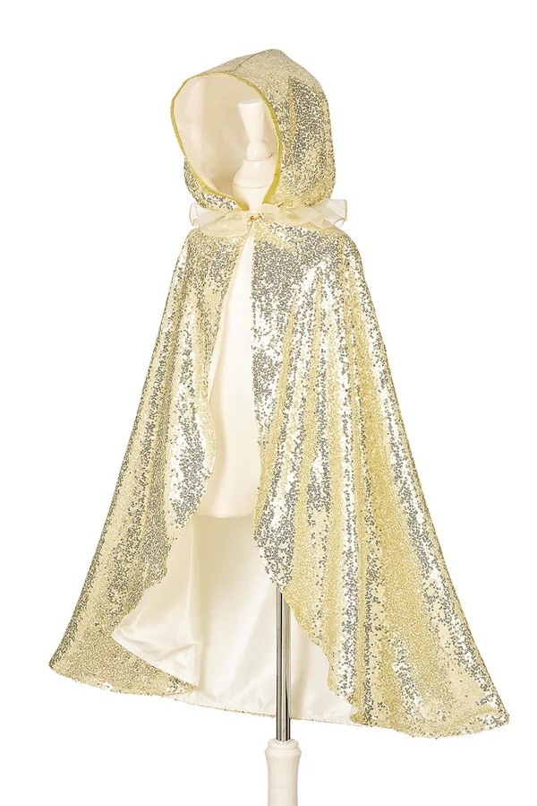 Pelerină din paiete aurii cu glugă și tulle decorativ, Souza!