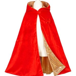 Pelerină reversibilă prințesă și Scufița Roșie, auriu și roșu, Souza!