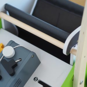Premergător din lemn în formă de mașină de tuns iarba, cu activități, UMU Toys