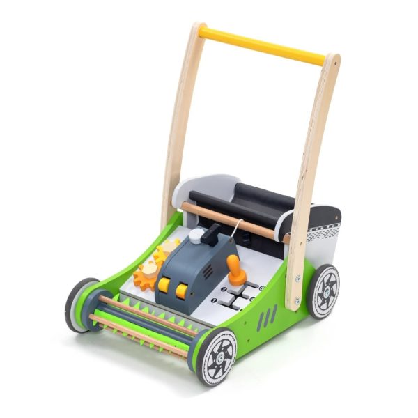 Premergător din lemn în formă de mașină de tuns iarba, cu activități, UMU Toys