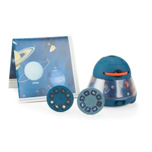Proiector spațial pentru camera copilului, cu 3 discuri și lumină de veghe, Moulin Roty
