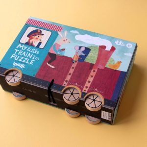 Puzzle din lemn Trenulețul meu, cu vagoane și numere de la 1 la 10, Londji