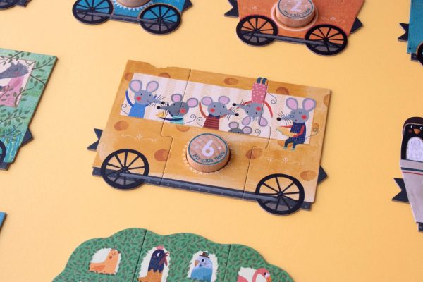 Puzzle din lemn Trenulețul meu, cu vagoane și numere de la 1 la 10, Londji
