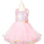 Rochie cu fustă din tulle și bust cu paiete, în nuanțe pastelate, Souza!