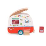 Rulota familiei din lemn, cu mobilier și acoperiș detașabil, Moulin Roty