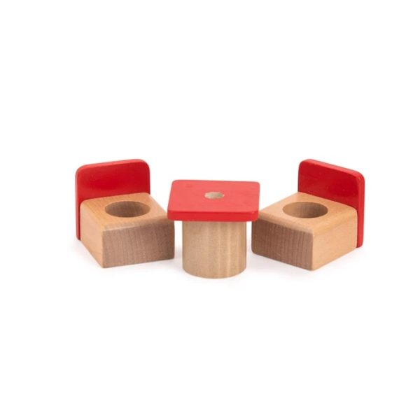 Rulota familiei din lemn, cu mobilier și acoperiș detașabil, Moulin Roty