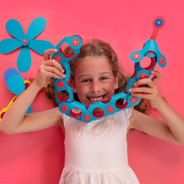 Set Clixo de construit cu magneți, 30 de piese flexibile Flamingo și Turquoise, Clicstoys