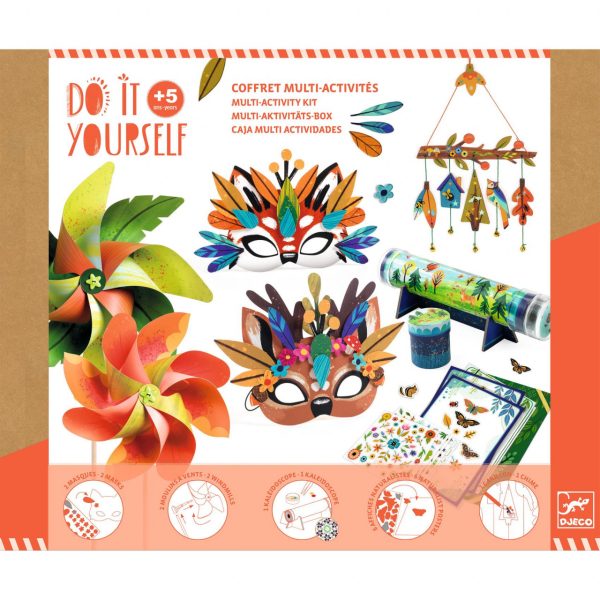 Set creativ Natura cu 5 activități: măști, moriști de vânt, caleidoscop și clopoței, Djeco