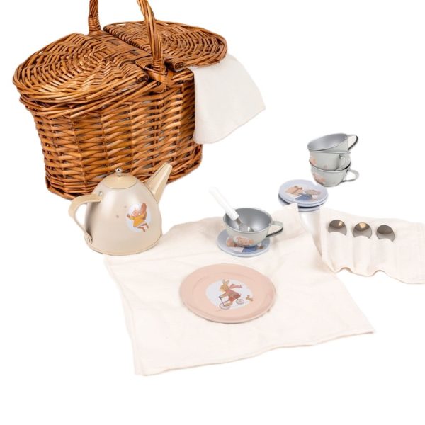 Set de ceai de jucărie în coș împletit, Egmont Toys