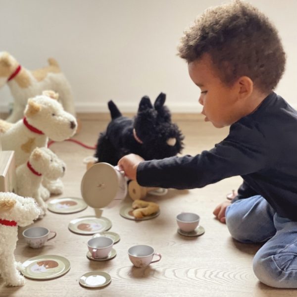 Set de ceai în coș de picnic, cu ceainic și cești metalice, Egmont Toys